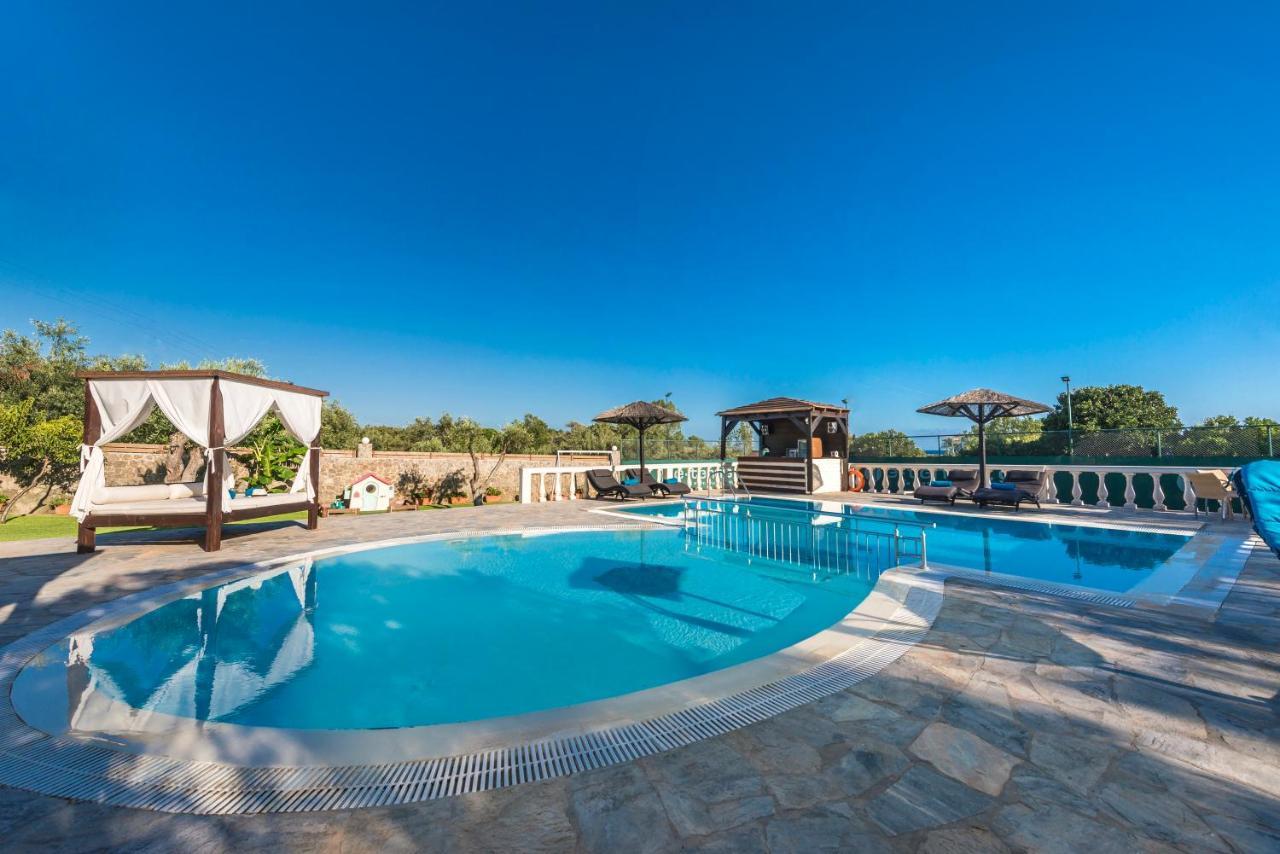 Villa Maxim With Private Pool & Tennis Court Halikounas Exterior photo