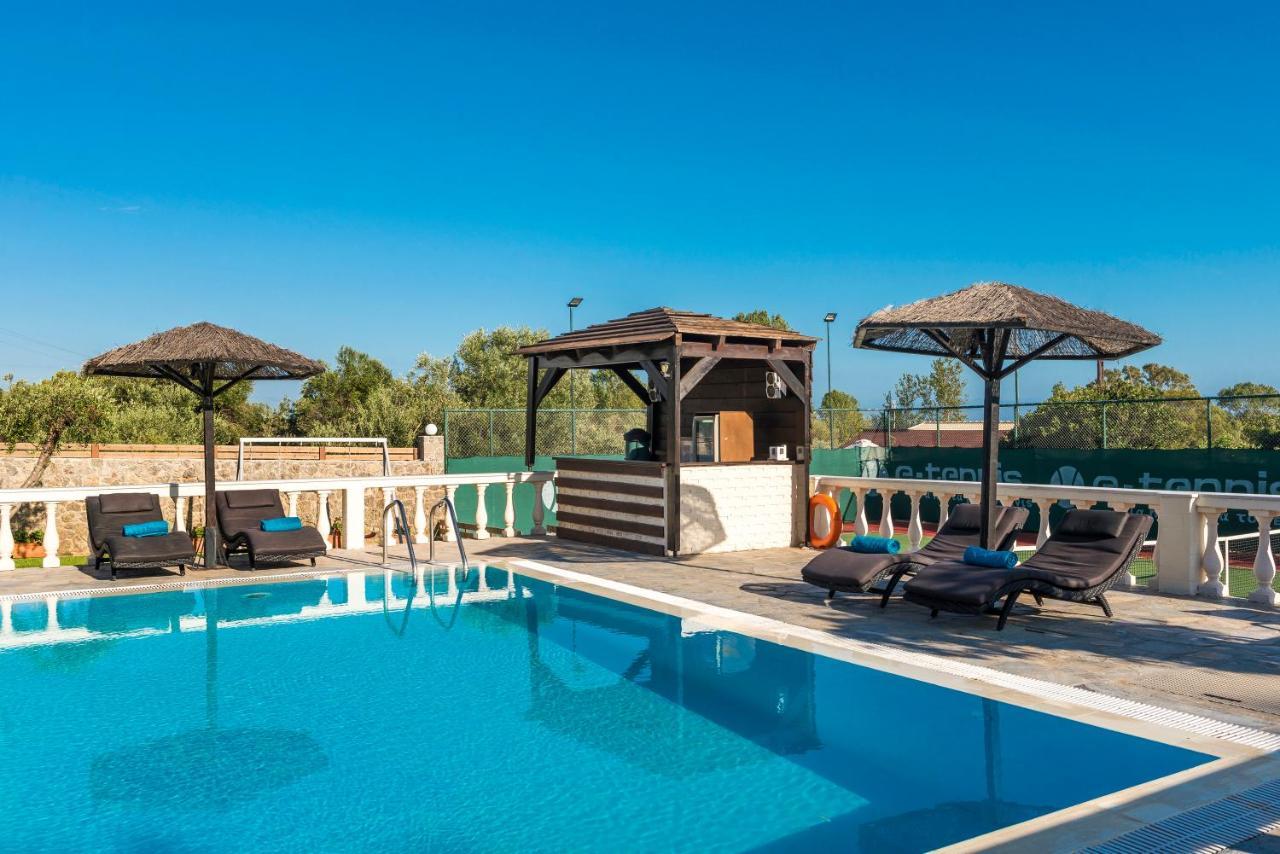 Villa Maxim With Private Pool & Tennis Court Halikounas Exterior photo